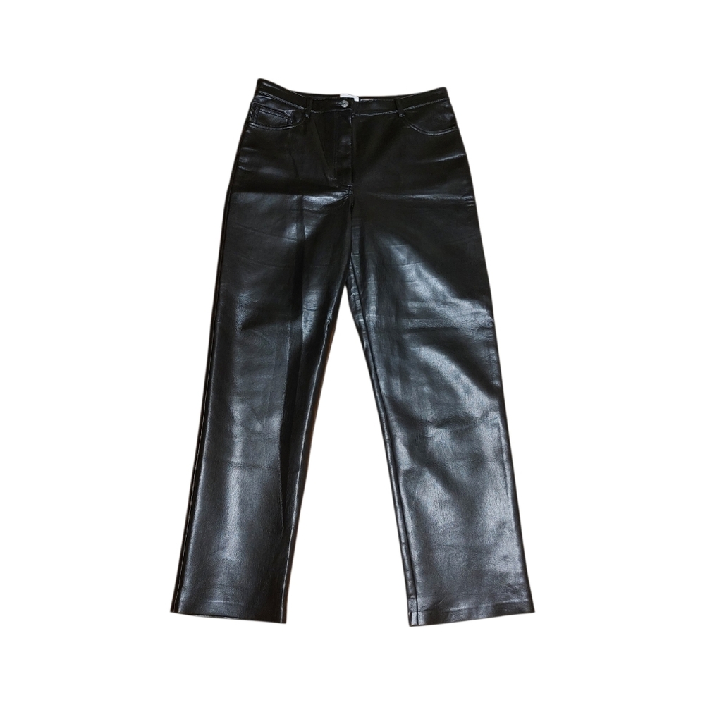 Wilfred Aritzia 'The Melina Pant' Black Vegan Leather High Rise Trousers sz 10